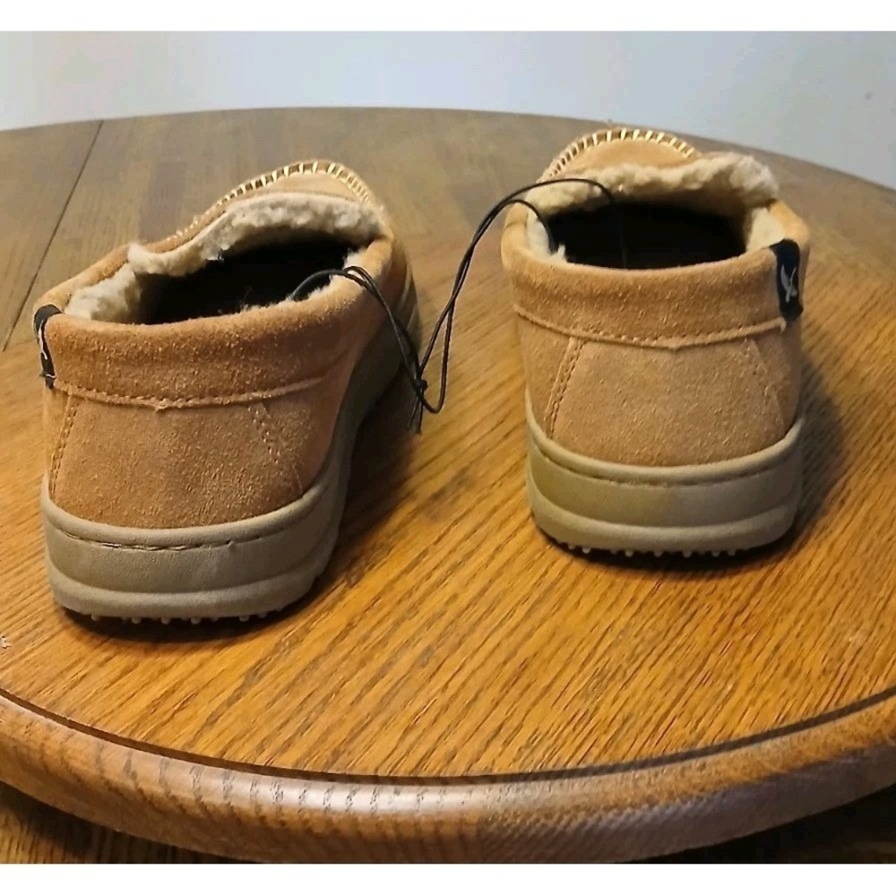 Eddie Bauer Suede Memory Foam Slippers Mens Size S/M Tan House Shoes - Picture 7 of 9